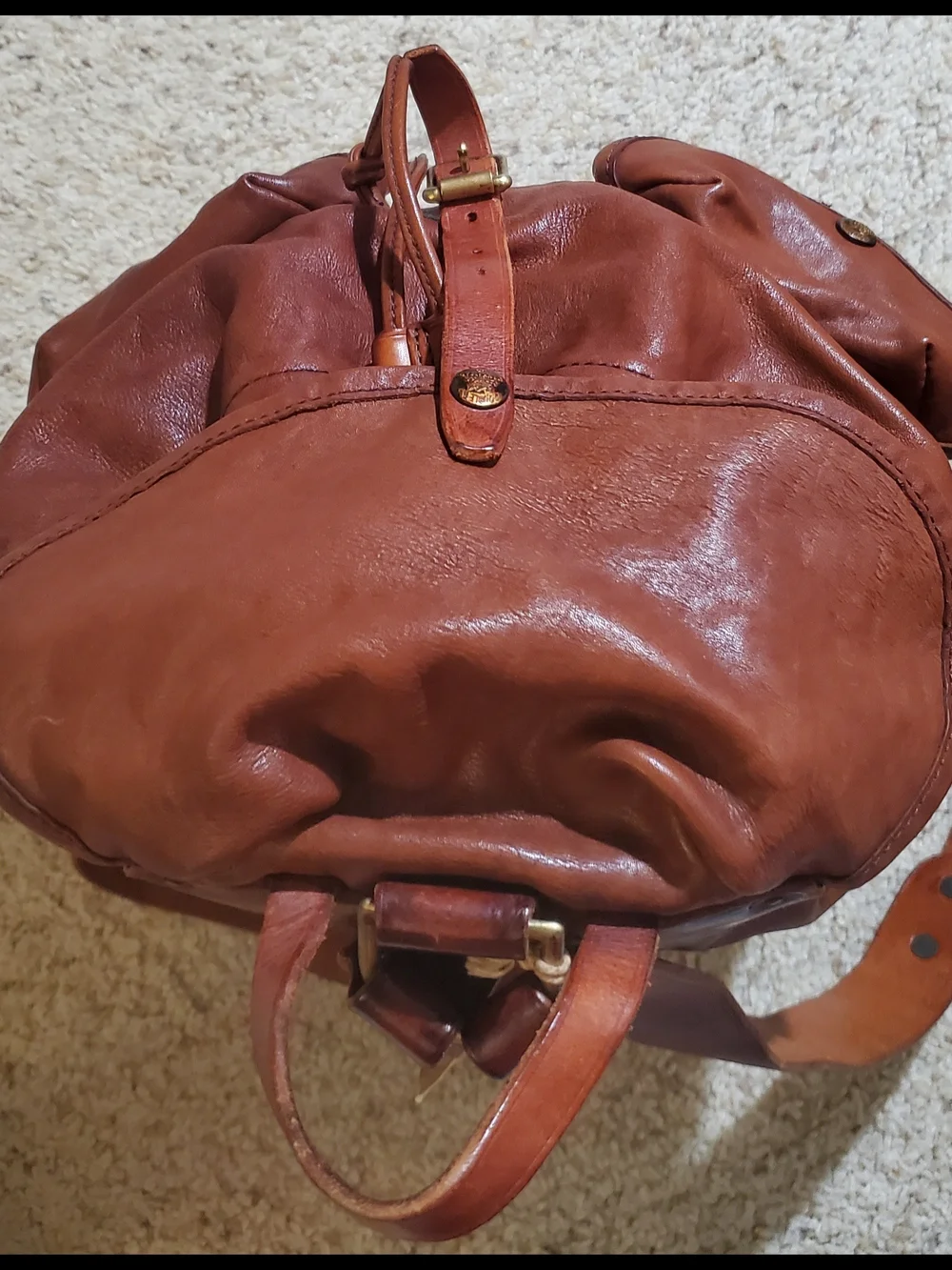 Ralph Lauren Double RL Brown Leather Backpack